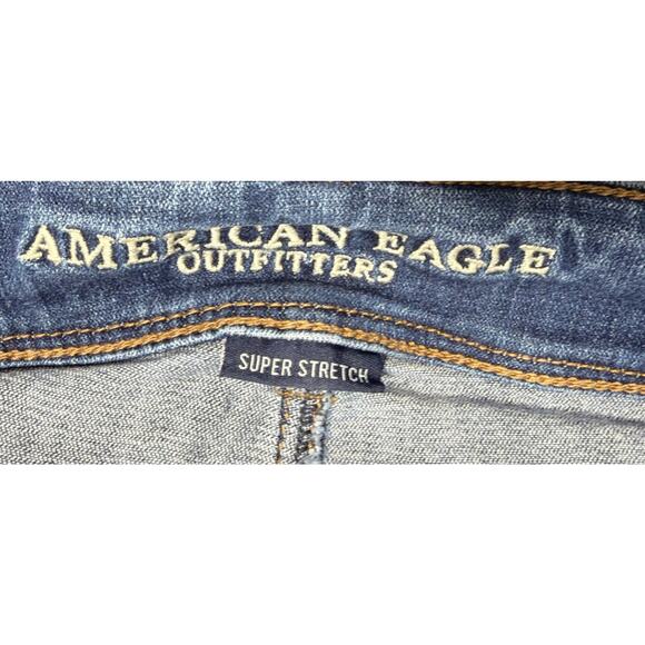 American Eagle Women's Jeans 8 Short Stretch Kick Boot Blue Low Rise Denim 29x29 - Picture 4 of 8